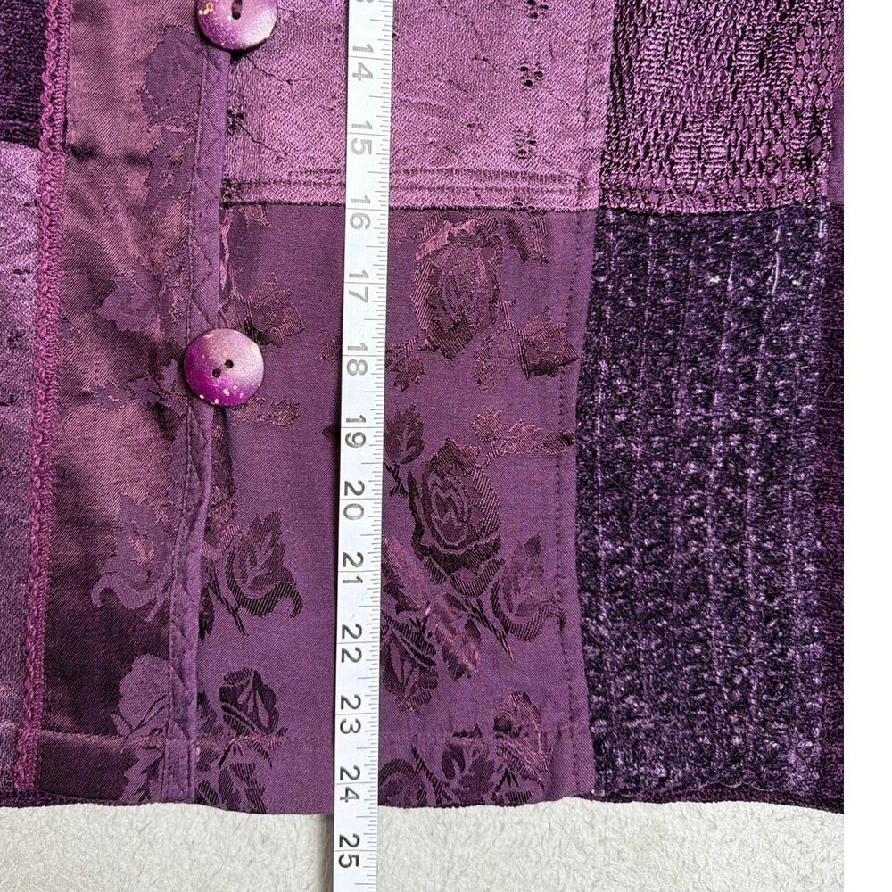 Coldwater Creek Patchwork Chenille Jacket Purple Jacquard Art To Wear VTG 90s - Picture 5 of 8